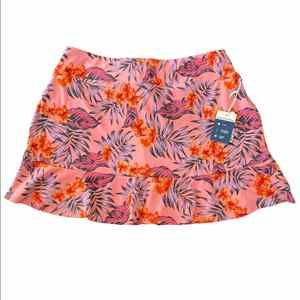 NWT Tommy Bahama Active Golf Tennis Ruffle Skort ~ Floral Pink Purple L